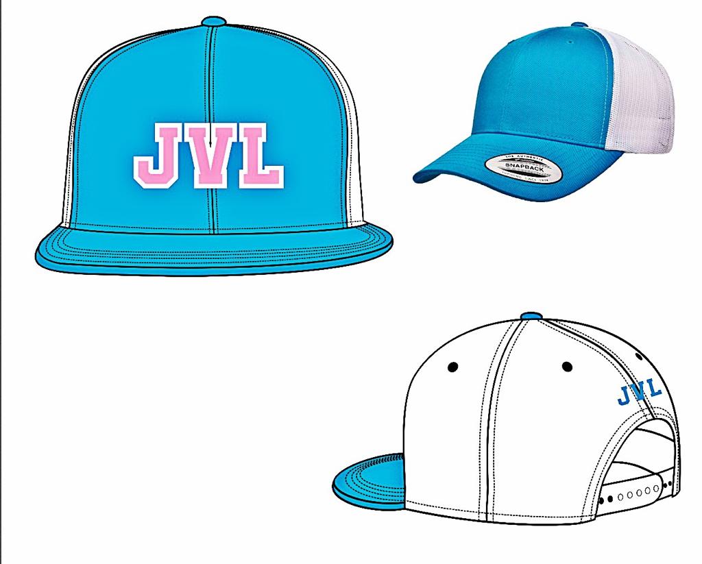 JVL TRUCKER CAPS - Light blue and light pink JVL, white back - JVL 