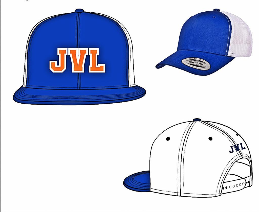 JVL TRUCKER CAPS - Royal blue, orange JVL and white back - JVL 